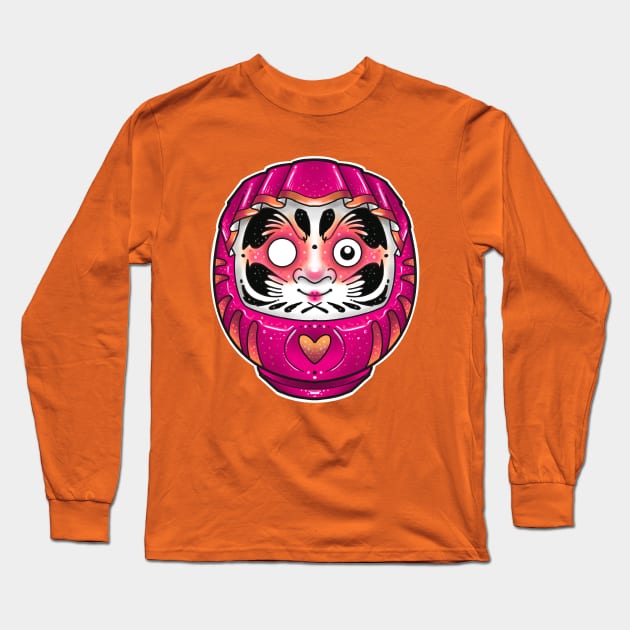 daruma doll pink Long Sleeve T-Shirt by weilertsen